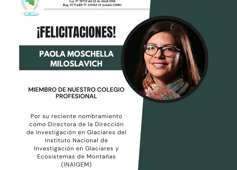 Saludo institucional a la Dra. Paola Moschella Miloslavich por su reciente nombramiento.